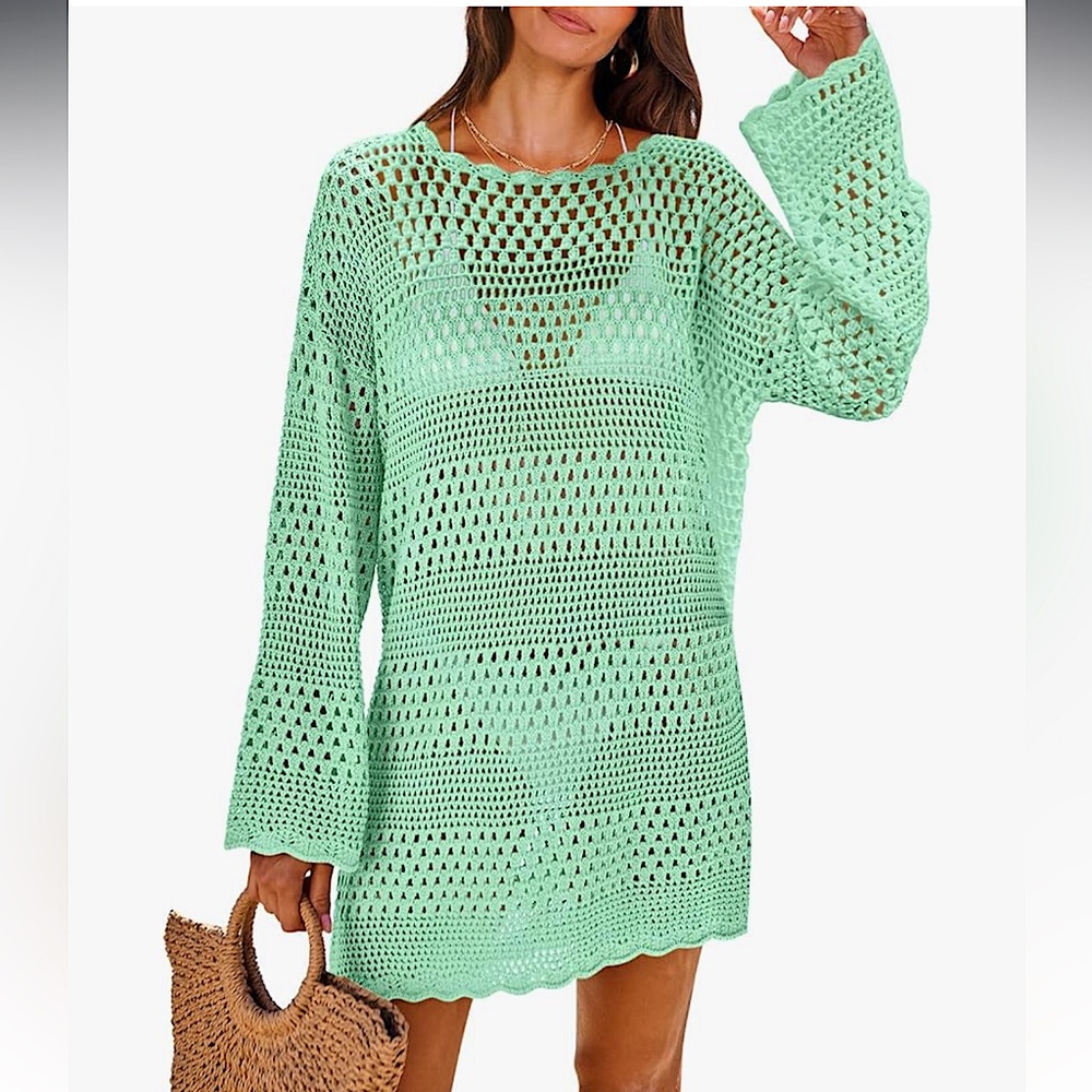Long Sleeve Crochet Swim Cover Up *nwot* - Picture 3 of 6